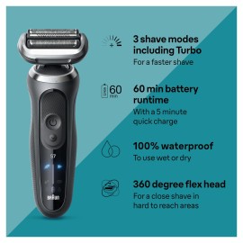 Braun Electric Shaver for Men, Series 7 7185cc, Wet & Dry Shave, Turbo & Gentle Shaving Modes, Waterproof Foil Shaver, Space Grey Braun Electric Shaver for Men, Series 7 7185cc, Wet & Dry Shave, Turbo & Gentle Shaving Modes, Waterproof Foil Shaver, Space Grey