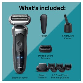 Braun Electric Shaver for Men, Series 7 7185cc, Wet & Dry Shave, Turbo & Gentle Shaving Modes, Waterproof Foil Shaver, Space Grey Braun Electric Shaver for Men, Series 7 7185cc, Wet & Dry Shave, Turbo & Gentle Shaving Modes, Waterproof Foil Shaver, Space Grey