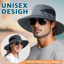 PFFY Sun Bucket Hats for Men Women 3 Wide Brim UPF 50+ Fishing & Beach Hat Darkgrey PFFY Sun Bucket Hats for Men Women 3 Wide Brim UPF 50+ Fishing & Beach Hat Darkgrey