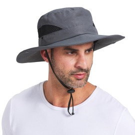PFFY Sun Bucket Hats for Men Women 3 Wide Brim UPF 50+ Fishing & Beach Hat Darkgrey PFFY Sun Bucket Hats for Men Women 3 Wide Brim UPF 50+ Fishing & Beach Hat Darkgrey