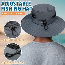 PFFY Sun Bucket Hats for Men Women 3 Wide Brim UPF 50+ Fishing & Beach Hat Darkgrey PFFY Sun Bucket Hats for Men Women 3 Wide Brim UPF 50+ Fishing & Beach Hat Darkgrey