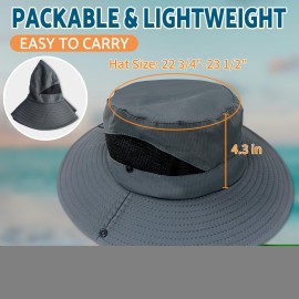 PFFY Sun Bucket Hats for Men Women 3 Wide Brim UPF 50+ Fishing & Beach Hat Darkgrey PFFY Sun Bucket Hats for Men Women 3 Wide Brim UPF 50+ Fishing & Beach Hat Darkgrey