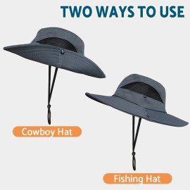 PFFY Sun Bucket Hats for Men Women 3 Wide Brim UPF 50+ Fishing & Beach Hat Darkgrey PFFY Sun Bucket Hats for Men Women 3 Wide Brim UPF 50+ Fishing & Beach Hat Darkgrey