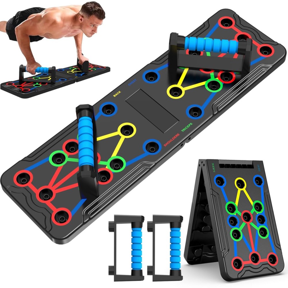 Foldable push-up rack for portable strength training, sturdy and stable equipment for men\'s and women\'s home gym workouts. Foldable push-up rack for portable strength training, sturdy and stable equipment for men\'s and women\'s home gym workouts.