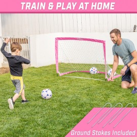 GoSports Team Tone 4 ft x 3 ft Portable Soccer Goal for Kids - Pop Up Net for Backyard - Pink GoSports Team Tone 4 ft x 3 ft Portable Soccer Goal for Kids - Pop Up Net for Backyard - Pink