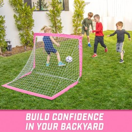GoSports Team Tone 4 ft x 3 ft Portable Soccer Goal for Kids - Pop Up Net for Backyard - Pink GoSports Team Tone 4 ft x 3 ft Portable Soccer Goal for Kids - Pop Up Net for Backyard - Pink