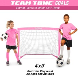 GoSports Team Tone 4 ft x 3 ft Portable Soccer Goal for Kids - Pop Up Net for Backyard - Pink GoSports Team Tone 4 ft x 3 ft Portable Soccer Goal for Kids - Pop Up Net for Backyard - Pink