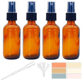 Zkupanx 4 PACK 2 oz Amber Small Glass Spray Bottles, Empty Spray Bottle for Hair, Plants, Perfume - Fine Mist, 2oz Mini Spray Bottle