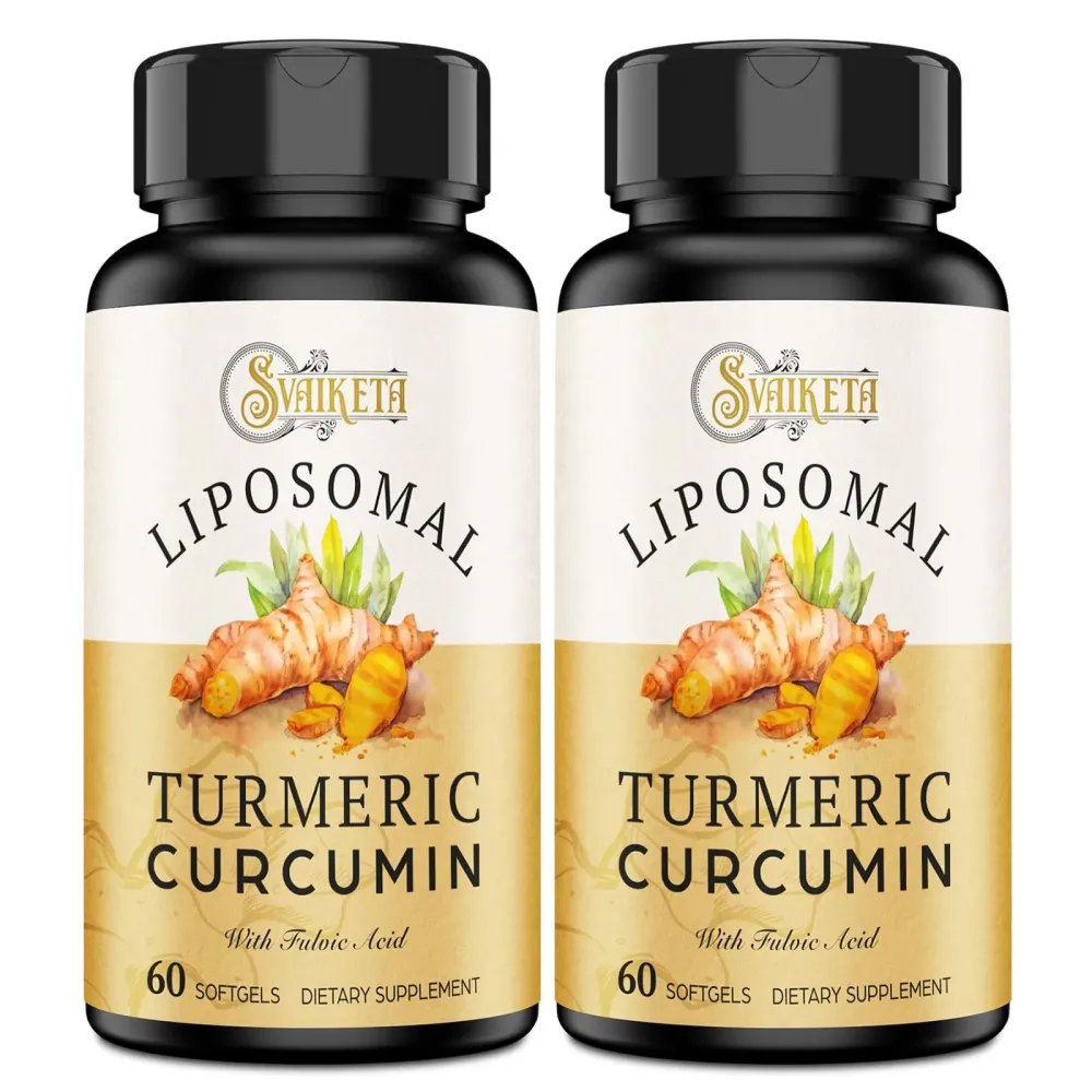 Svaiketa Liposomal Turmeric Curcumin Supplement - 2000mg, 95% Curcuminoid Extract with Piperine - 60 Softgels (2 Bottle) Svaiketa Liposomal Turmeric Curcumin Supplement - 2000mg, 95% Curcuminoid Extract with Piperine - 60 Softgels (2 Bottle)