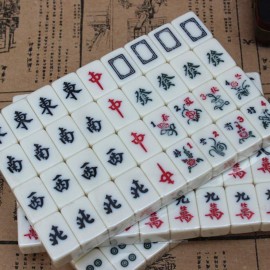 Funien Chinese Numbered Mahjong Set 144 Tiles Mah-Jong Set Portable Chinese Toy with Box