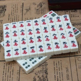 Funien Chinese Numbered Mahjong Set 144 Tiles Mah-Jong Set Portable Chinese Toy with Box
