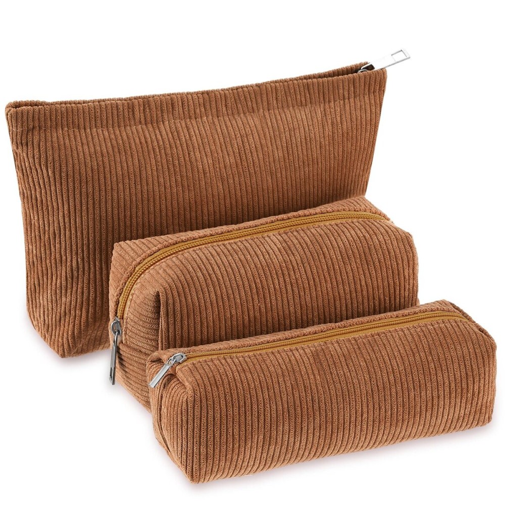 Huhumy 3 Pcs Makeup Bag Set for Women Corduroy Cosmetic Pouch Aesthetic Smile Travel Toiletry Bag Cute Purse Pouch Pencil Case Makeup Brushes Storage Organizer with Zipper(Brown,Solid Style) Huhumy 3 Pcs Makeup Bag Set for Women Corduroy Cosmetic Pouch Aesthetic Smile Travel Toiletry Bag Cute Purse Pouch Pencil Case Makeup Brushes Storage Organizer with Zipper(Brown,Solid Style)
