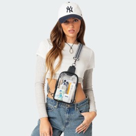 LATMAP DOUBLE ZIP Clear bags Stadium Approved Crossbody Sling Bag Fanny Pack Purses for Women Men Belt bag for Stadium Events Black