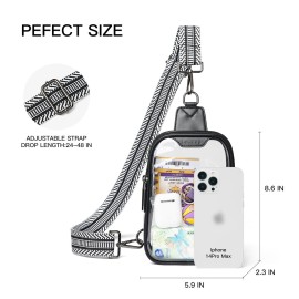 LATMAP DOUBLE ZIP Clear bags Stadium Approved Crossbody Sling Bag Fanny Pack Purses for Women Men Belt bag for Stadium Events Black