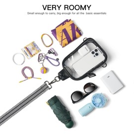 LATMAP DOUBLE ZIP Clear bags Stadium Approved Crossbody Sling Bag Fanny Pack Purses for Women Men Belt bag for Stadium Events Black