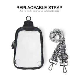 LATMAP DOUBLE ZIP Clear bags Stadium Approved Crossbody Sling Bag Fanny Pack Purses for Women Men Belt bag for Stadium Events Black