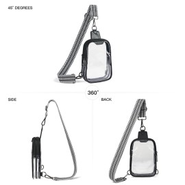 LATMAP DOUBLE ZIP Clear bags Stadium Approved Crossbody Sling Bag Fanny Pack Purses for Women Men Belt bag for Stadium Events Black