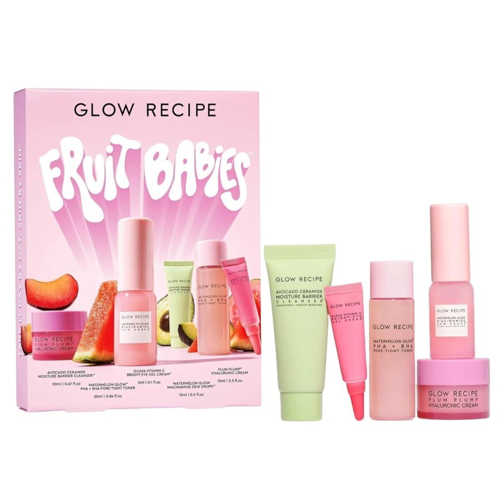 Glow Recipe Fruit Babies Skincare Kit - Gift Set with Ceramide Facial Cleanser + BHA Toner + Vitamin C Eye Cream + Hyaluronic Acid Cream + Niacinamide Dew Drops (5 Count) Glow Recipe Fruit Babies Skincare Kit - Gift Set with Ceramide Facial Cleanser + BHA Toner + Vitamin C Eye Cream + Hyaluronic Acid Cream + Niacinamide Dew Drops (5 Count)
