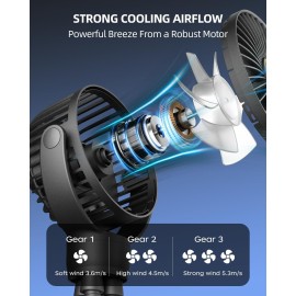Portable Stroller Mini Fan, Small Rechargeable Personal Cooler w/ 360 Rotation, 3-Speed, Display, Battery Powered Stroller Accessories, Baby Essentials for Car Seat, Crib, Bike, Treadmill, Black Portable Stroller Mini Fan, Small Rechargeable Personal Cooler w/ 360 Rotation, 3-Speed, Display, Battery Powered Stroller Accessories, Baby Essentials for Car Seat, Crib, Bike, Treadmill, Black