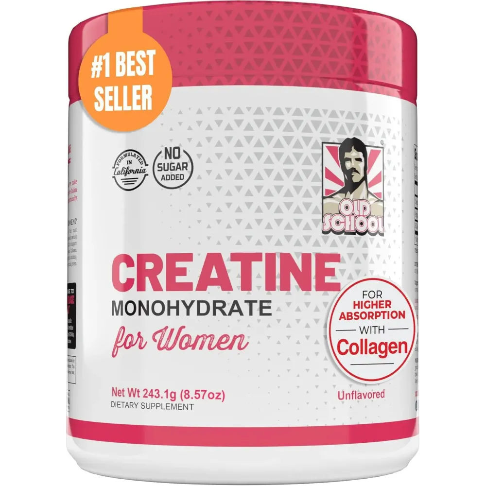 Old School Labs 5000mg Creatine Monohydrate Powder, Optimized Creatine for Women +2000mg Collagen +1g BCAA 2:1:1 Supports Lean Muscles & Recovery, Energy & Stamina - Micronized, Natural & Made in USA Old School Labs 5000mg Creatine Monohydrate Powder, Optimized Creatine for Women +2000mg Collagen +1g BCAA 2:1:1 Supports Lean Muscles & Recovery, Energy & Stamina - Micronized, Natural & Made in USA