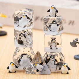 Penguin DND Resin Dice Set, Polyhedral D&D Dice Penguin Dice D and D for Dungeons and Dragons MTG RPG Board Games