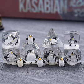 Penguin DND Resin Dice Set, Polyhedral D&D Dice Penguin Dice D and D for Dungeons and Dragons MTG RPG Board Games