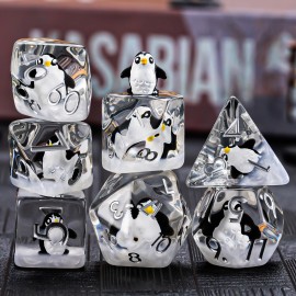 Penguin DND Resin Dice Set, Polyhedral D&D Dice Penguin Dice D and D for Dungeons and Dragons MTG RPG Board Games