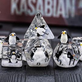Penguin DND Resin Dice Set, Polyhedral D&D Dice Penguin Dice D and D for Dungeons and Dragons MTG RPG Board Games