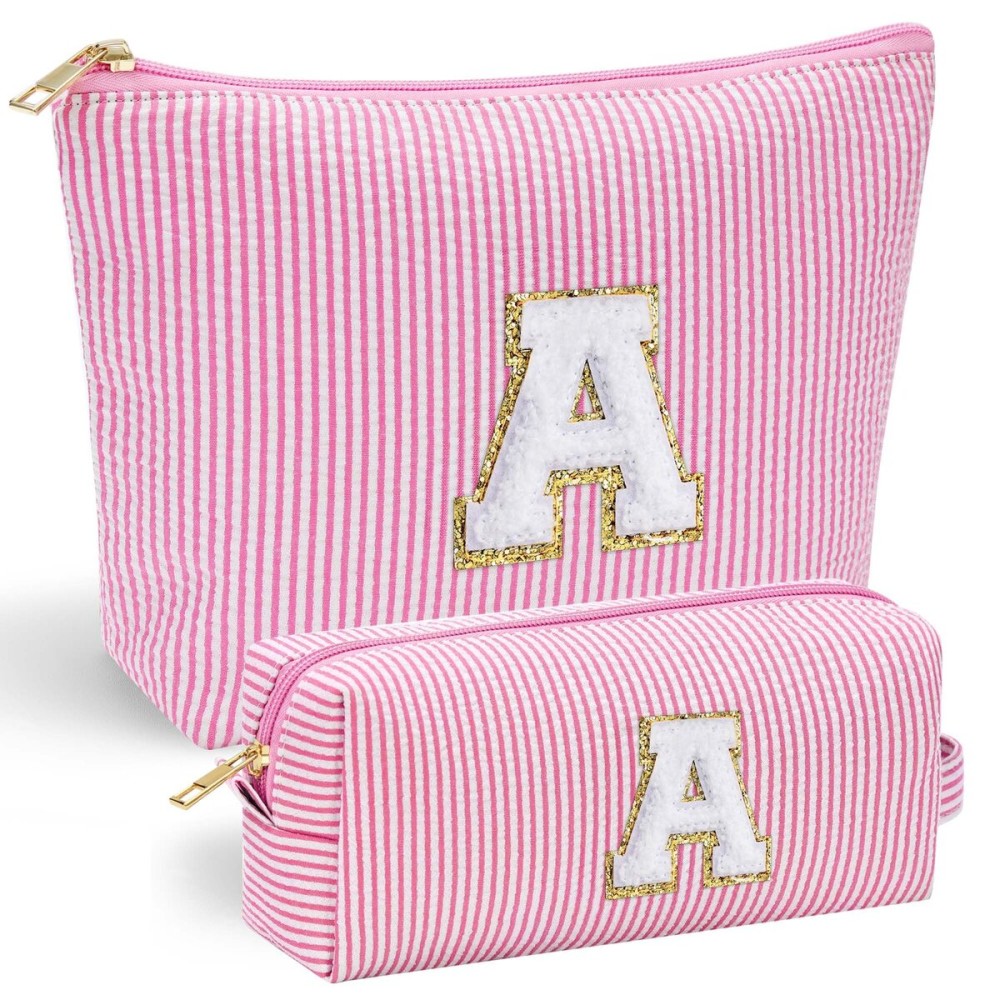 YOOLIFE Personalized Initial Makeup Bag | Pink Cosmetic Travel Bag | 11 12 13 14 15 16 Years Old Girl Gifts Graduation Teacher Gifts Teen Girl Gift Trendy Stuff A YOOLIFE Personalized Initial Makeup Bag | Pink Cosmetic Travel Bag | 11 12 13 14 15 16 Years Old Girl Gifts Graduation Teacher Gifts Teen Girl Gift Trendy Stuff A