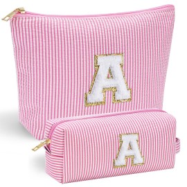YOOLIFE Personalized Initial Makeup Bag | Pink Cosmetic Travel Bag | 11 12 13 14 15 16 Years Old Girl Gifts Graduation Teacher Gifts Teen Girl Gift Trendy Stuff A YOOLIFE Personalized Initial Makeup Bag | Pink Cosmetic Travel Bag | 11 12 13 14 15 16 Years Old Girl Gifts Graduation Teacher Gifts Teen Girl Gift Trendy Stuff A