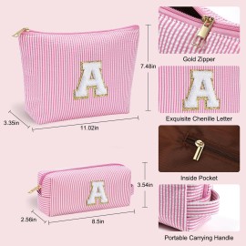 YOOLIFE Personalized Initial Makeup Bag | Pink Cosmetic Travel Bag | 11 12 13 14 15 16 Years Old Girl Gifts Graduation Teacher Gifts Teen Girl Gift Trendy Stuff A YOOLIFE Personalized Initial Makeup Bag | Pink Cosmetic Travel Bag | 11 12 13 14 15 16 Years Old Girl Gifts Graduation Teacher Gifts Teen Girl Gift Trendy Stuff A