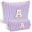 YOOLIFE Birthday Gifts for Kids - Personalized Monogram Makeup Bag Cosmetic Bag Travel Toiletry Bag | Makeup Bag for Girls Teen Girl Friend Sister Wife Girlfriend Daughter Gifts Purple A