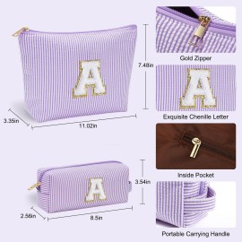 YOOLIFE Birthday Gifts for Kids - Personalized Monogram Makeup Bag Cosmetic Bag Travel Toiletry Bag | Makeup Bag for Girls Teen Girl Friend Sister Wife Girlfriend Daughter Gifts Purple A YOOLIFE Birthday Gifts for Kids - Personalized Monogram Makeup Bag Cosmetic Bag Travel Toiletry Bag | Makeup Bag for Girls Teen Girl Friend Sister Wife Girlfriend Daughter Gifts Purple A