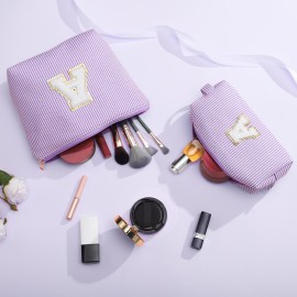 YOOLIFE Birthday Gifts for Kids - Personalized Monogram Makeup Bag Cosmetic Bag Travel Toiletry Bag | Makeup Bag for Girls Teen Girl Friend Sister Wife Girlfriend Daughter Gifts Purple A YOOLIFE Birthday Gifts for Kids - Personalized Monogram Makeup Bag Cosmetic Bag Travel Toiletry Bag | Makeup Bag for Girls Teen Girl Friend Sister Wife Girlfriend Daughter Gifts Purple A
