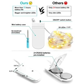 6 Pack Fairy Lights Battery Operated 7ft 20 LED Mini String Lights Twinkle Lights Silver Wire Firefly Starry Lights for Mason Jars Wedding Party Christmas Centerpiece Table Decorations, Warm White 6 Pack Fairy Lights Battery Operated 7ft 20 LED Mini String Lights Twinkle Lights Silver Wire Firefly Starry Lights for Mason Jars Wedding Party Christmas Centerpiece Table Decorations, Warm White