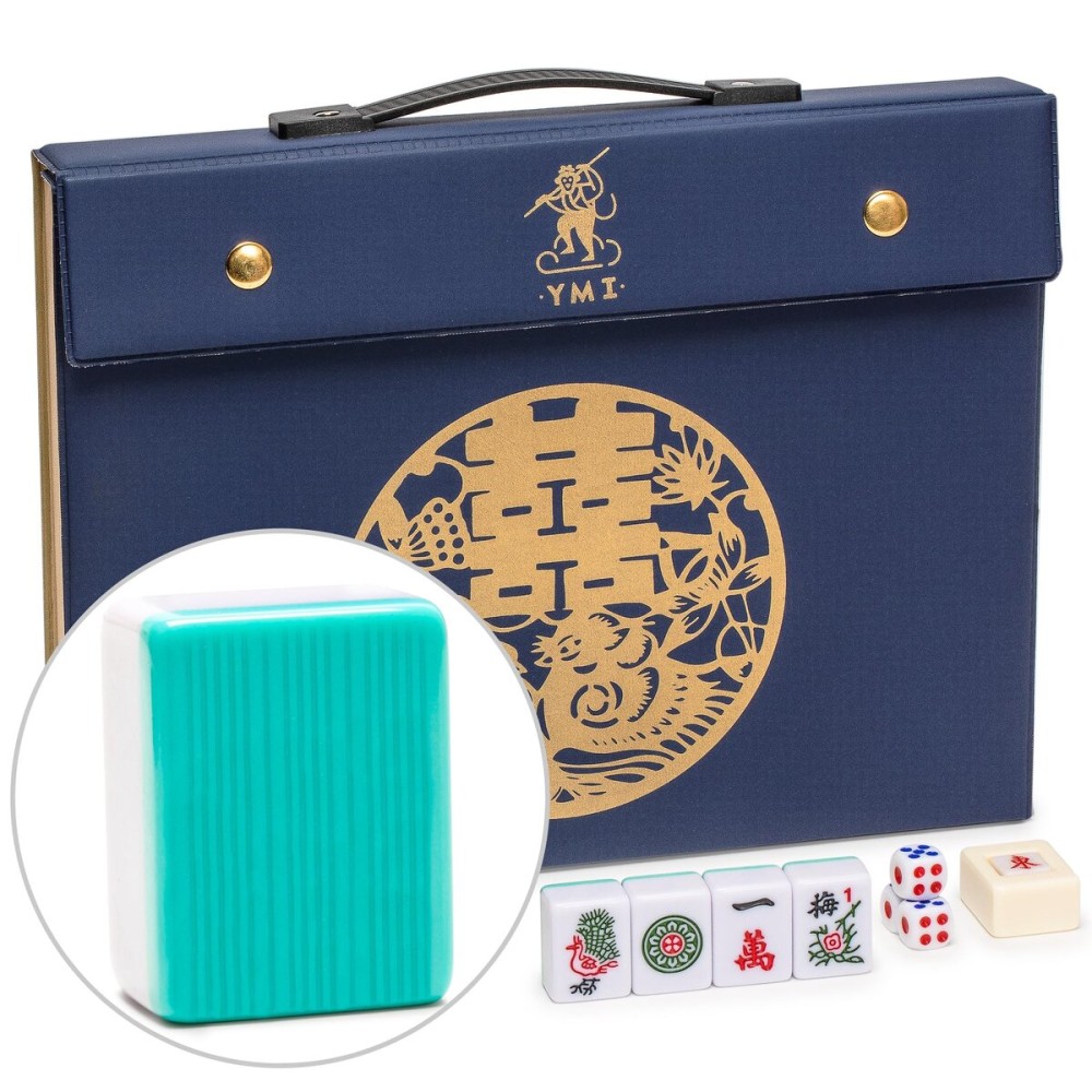 Yellow Mountain Imports Celestial Opal Chinese Mahjong Set with 146 Tiles and Blue Vinyl Case - for Chinese Style Gameplay Only []