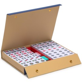 Yellow Mountain Imports Celestial Opal Chinese Mahjong Set with 146 Tiles and Blue Vinyl Case - for Chinese Style Gameplay Only []