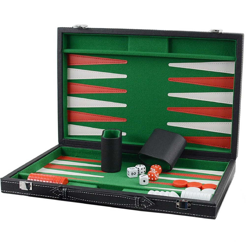 Vovotuzzi Backgammon Sets for Adults, 15 Backgammon Set Leather Large, Travel Backgammon Board Games - Classic Board Game (Green Inner Lining)