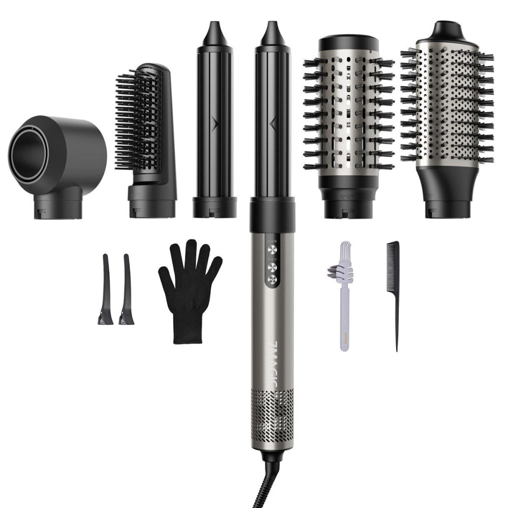 7MAGIC Hair Dryer Brush & 6 in 1 Hair Styler, Silver, 110 Volts, 1200 Watts, Ionic Technology, Fast Drying, Multi Styler for Straight, Wavy, Curly, and Coily Hair 7MAGIC Hair Dryer Brush & 6 in 1 Hair Styler, Silver, 110 Volts, 1200 Watts, Ionic Technology, Fast Drying, Multi Styler for Straight, Wavy, Curly, and Coily Hair