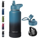 RUBYFLASK 32oz Insulated Water Bottle with Straw, Stainless Steel Metal Vacuum Water Flask, Large Thermos Water bottle with Leakproof 3 Lids for Travel, Camping, Gym Sports Indigo Black