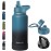 RUBYFLASK 32oz Insulated Water Bottle with Straw, Stainless Steel Metal Vacuum Water Flask, Large Thermos Water bottle with Leakproof 3 Lids for Travel, Camping, Gym Sports Indigo Black
