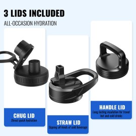 RUBYFLASK 32oz Insulated Water Bottle with Straw, Stainless Steel Metal Vacuum Water Flask, Large Thermos Water bottle with Leakproof 3 Lids for Travel, Camping, Gym Sports Indigo Black RUBYFLASK 32oz Insulated Water Bottle with Straw, Stainless Steel Metal Vacuum Water Flask, Large Thermos Water bottle with Leakproof 3 Lids for Travel, Camping, Gym Sports Indigo Black