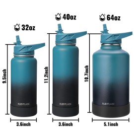 RUBYFLASK 32oz Insulated Water Bottle with Straw, Stainless Steel Metal Vacuum Water Flask, Large Thermos Water bottle with Leakproof 3 Lids for Travel, Camping, Gym Sports Indigo Black RUBYFLASK 32oz Insulated Water Bottle with Straw, Stainless Steel Metal Vacuum Water Flask, Large Thermos Water bottle with Leakproof 3 Lids for Travel, Camping, Gym Sports Indigo Black