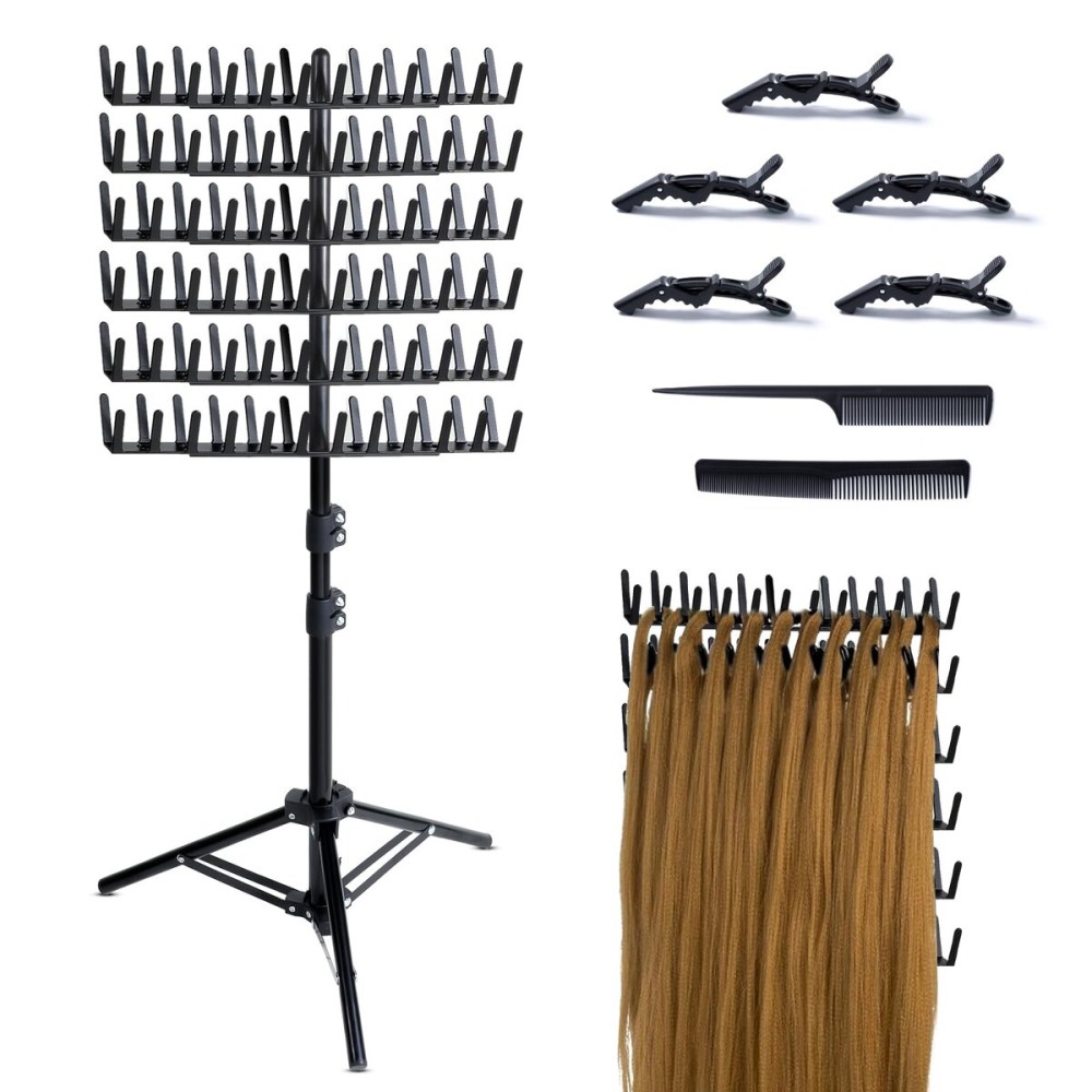 Eastdone Braiding Hair Rack Standing Extension Holder Hanger, 144 Pegs Divider for Separator Stand Display (Black) Eastdone Braiding Hair Rack Standing Extension Holder Hanger, 144 Pegs Divider for Separator Stand Display (Black)