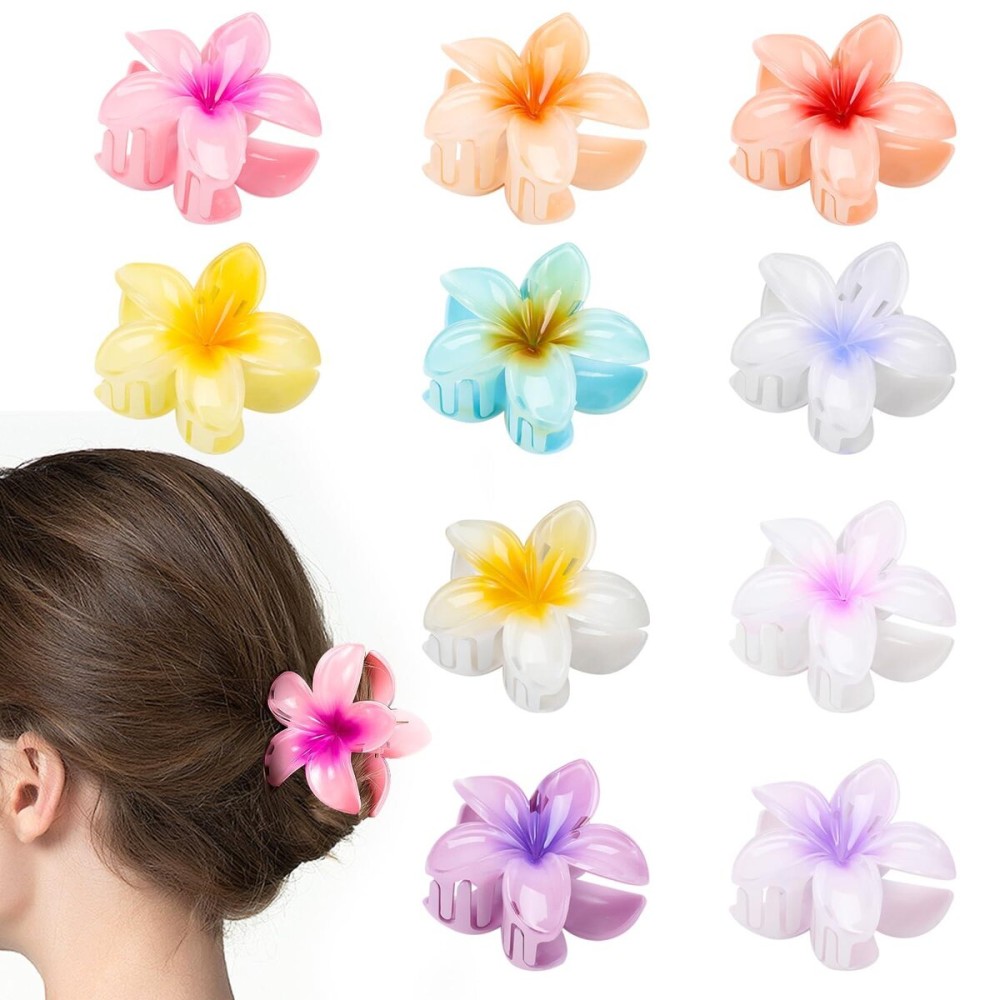 HAPTIME 10 Pack Flower Claw Clips for Women, Preppy Flower Hair Clips, Plumeria Hair Clip, Hawaiian Flower Hair Clips, Flower Clips for Hair, Gifts for Women Teen Girls HAPTIME 10 Pack Flower Claw Clips for Women, Preppy Flower Hair Clips, Plumeria Hair Clip, Hawaiian Flower Hair Clips, Flower Clips for Hair, Gifts for Women Teen Girls