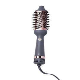 Hairitage Volumizing One Step Blow Dry Brush + Hair Dryer for Curling + Straightening - Ceramic Tourmaline Blowout Brush + Volumizer - Hair Styler for Smooth Shiny, Frizz-Free Styles - Matte Grey