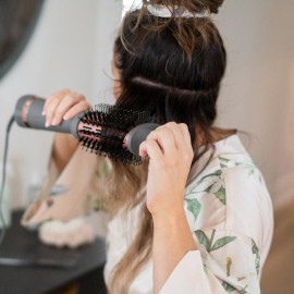 Hairitage Volumizing One Step Blow Dry Brush + Hair Dryer for Curling + Straightening - Ceramic Tourmaline Blowout Brush + Volumizer - Hair Styler for Smooth Shiny, Frizz-Free Styles - Matte Grey Hairitage Volumizing One Step Blow Dry Brush + Hair Dryer for Curling + Straightening - Ceramic Tourmaline Blowout Brush + Volumizer - Hair Styler for Smooth Shiny, Frizz-Free Styles - Matte Grey
