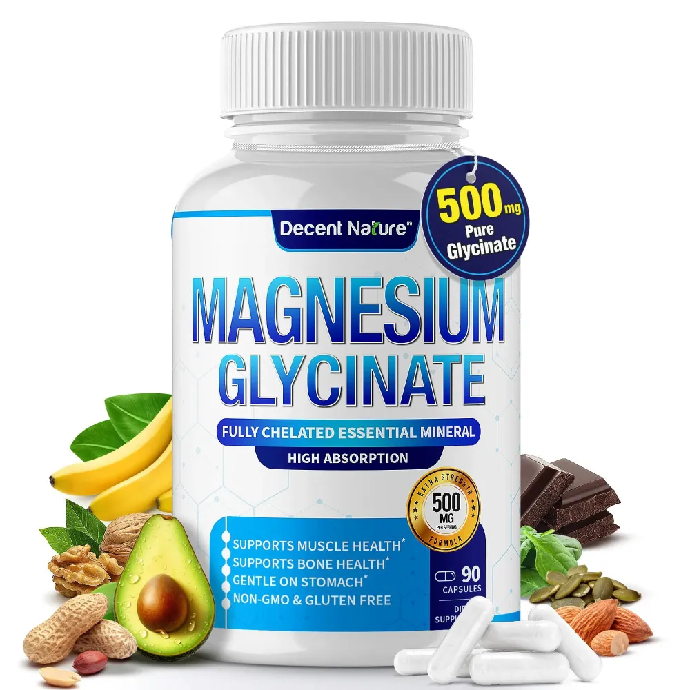 Magnesium Glycinate 500mg Magnesium Supplement - Chelated for High Absorption & Bioavailability Support Sleep, Muscle, Bones, Cramps, Recovery & Energy, Vegan Non-GMO 90 Capsules Magnesium Glycinate 500mg Magnesium Supplement - Chelated for High Absorption & Bioavailability Support Sleep, Muscle, Bones, Cramps, Recovery & Energy, Vegan Non-GMO 90 Capsules