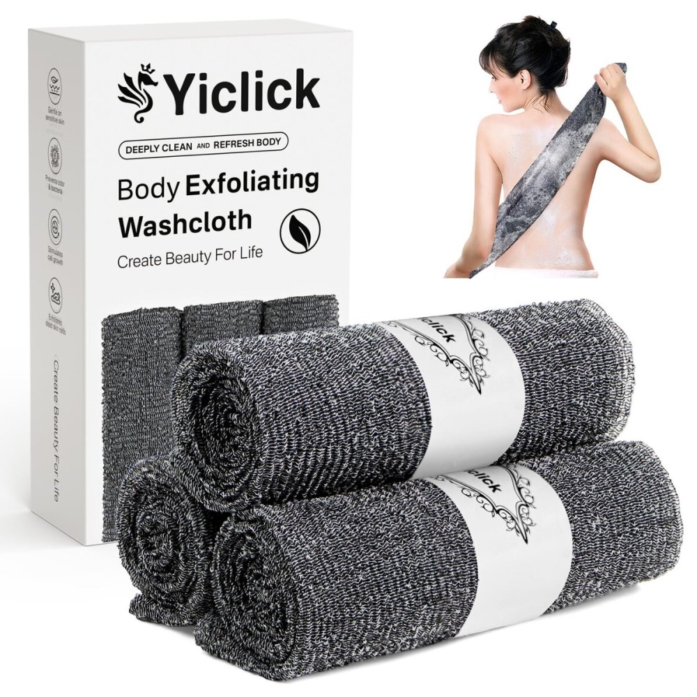 Yiclick Exfoliating Washcloth Towel3 Pack- Exfoliating Body Scrubber Exfoliator, Back Scrubber for Use in Shower Bath, Exfoliate Rags Wash Cloths, Loofah Lufa Sponge, Body Scrub, Women Men