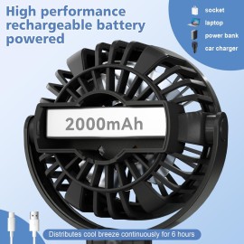 SOPOKE Mini Portable Baby Stroller Fan,3 Speed Personal Handheld Fan,Battery Operated Rechargeable 360 Flexible Tripod Cooling Fan, Suitable for Car Seat Crib Treadmill Golf Cart Travel(Yellow)